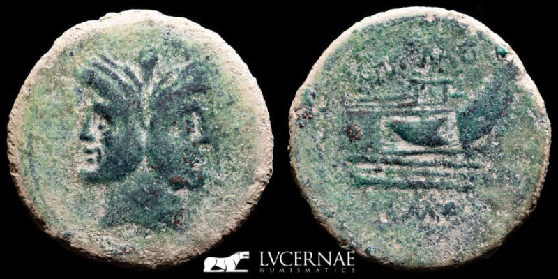 Roman Imperatorial Period. Cnaeus Pompey Junior, died 45 B.C. 
AE As (22,34 g. 3...