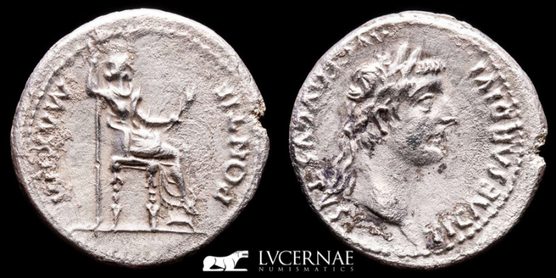 Roman Empire - Tiberius, AD 14-37. Silver denarius (3.55 g., 19 mm.). Minted in ...