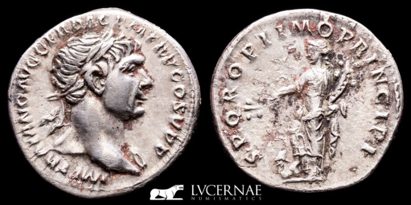 Roman Empire - Trajan (AD 98-117.) Silver Denarius (3.34 g. 19 mm.) - Rome mint ...