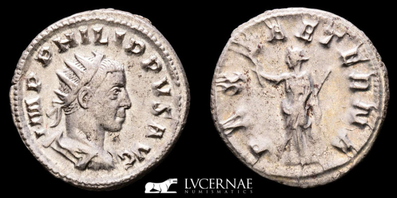 Roman Empire. Philip II augustus - Silver antoninianus (4,14 g., 22 mm.). Rome, ...