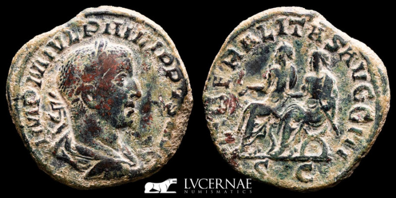 Roman Empire - Philip II (247-249 A.D.) bronze sestertius (17.53 g., 29 mm.) min...