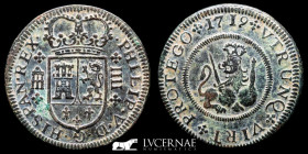 Spain Felipe V (1700-1746) Bronze 4 Maravedís 8,74 g 27 mm. Segovia 1719 Uncirculated