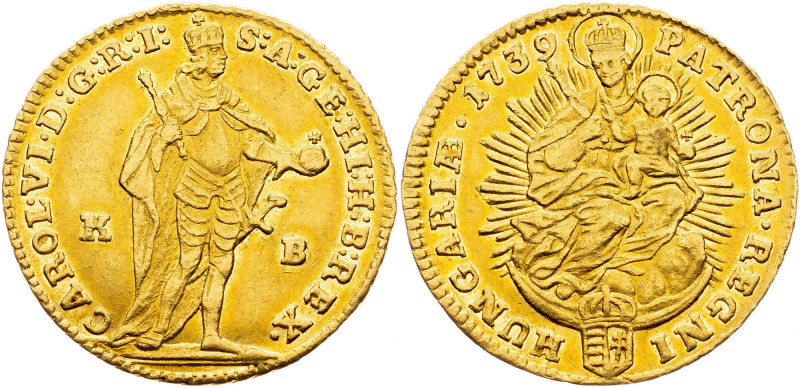 Charles VI., 1 Dukat 1739, KB (Kremnitz) CZ 
Karel VI., 1 Dukat 1739, KB (Kremn...