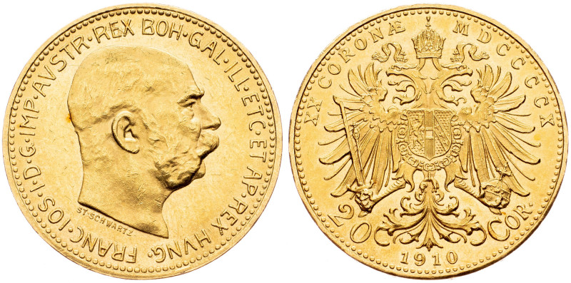 Franz Joseph I., 20 Krone 1910, Vienna CZ 
František Josef I., 20 Koruna 1910, ...