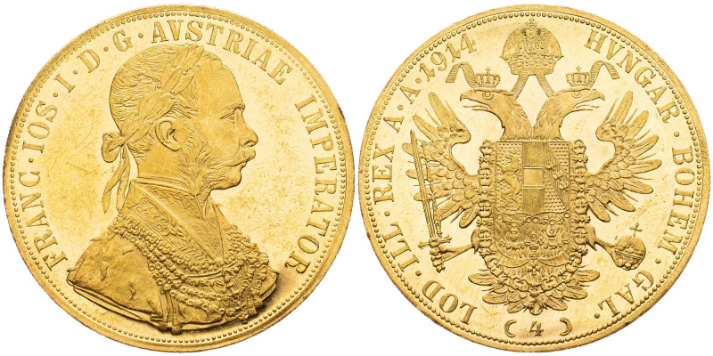 Franz Joseph I., 4 Dukat 1914, Vienna CZ 
František Josef I., 4 Dukat 1914, Víd...