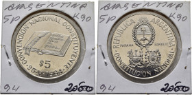 ARGENTINA. Convención Nacional Constituyente Panamá Sante Fe. 5 pesos. 1994. FDC