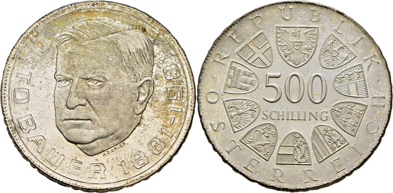 AUSTRIA. Otto Bauer. 500 chelines. 1981. K2953 (45$). PROOF SC/SC+, brill origin...