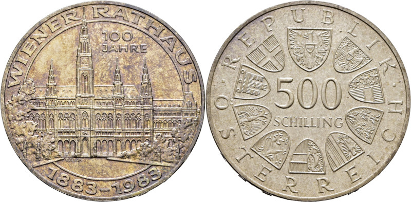 AUSTRIA. Ayuntamiento de Viena. 500 chelines. 1983. K2962 (45$). SC+, brillo ori...