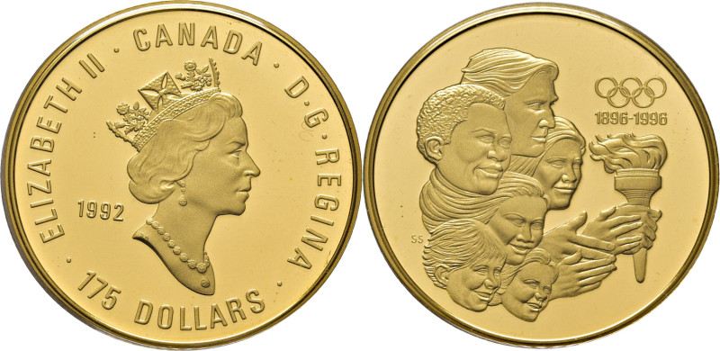 CANADÁ. Isabel II. 1896-1996. 175$. 1992. Pasando la antorcha (a JJ.OO. Barcelon...