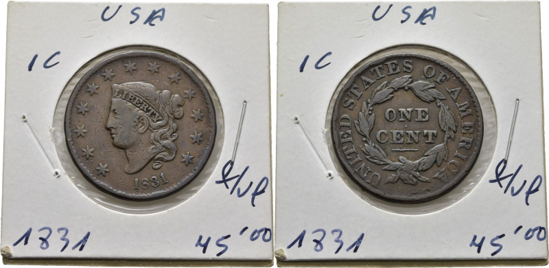 EE.UU./USA. Liberty cap. 1 centavo. 1831. K45. BC+/casi MBC. El propietario la t...