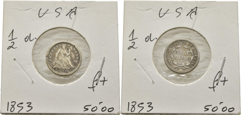 EE.UU./USA. 1/2 dime. 1853. K76. Casi MBC-. El propietario la tenía calificada F...