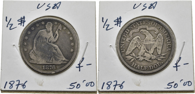 EE.UU./USA. 1/2 dólar. 1876. KA99. Rayitas. BC-/BC+. Tono. El propietario la ten...