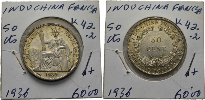 INDOCHINA FRANCESA. La República y valor. 50 céntimos. 1936. K4.a.2. EBC+ o algo...