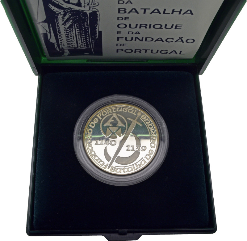 PORTUGAL. Batalla de Ourique. 250 escudos. 1989. Con su certificado y en su estu...