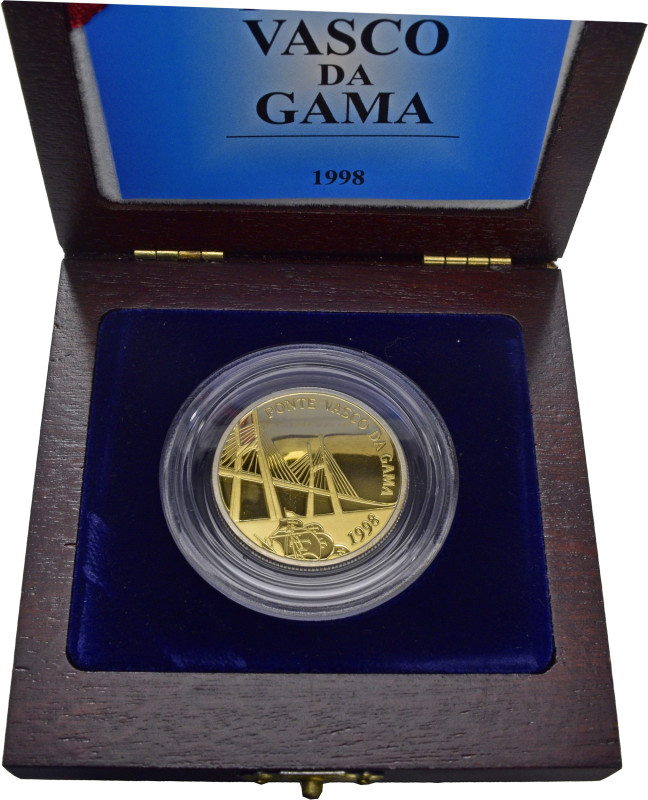 PORTUGAL. Ponte Vasco de Gama. 500 escudos. 1998. Acuñada en oro laminado sobre ...