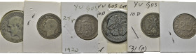 YUGOSLAVIA. 25 para, 10 dinara y 20 dinara. 1920 y 1931 (2). Lote de 3