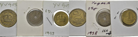 YUGOSLAVIA. 25 para y 1 dinara y 2 dinara. 1938. EBC+ … Lote de 3