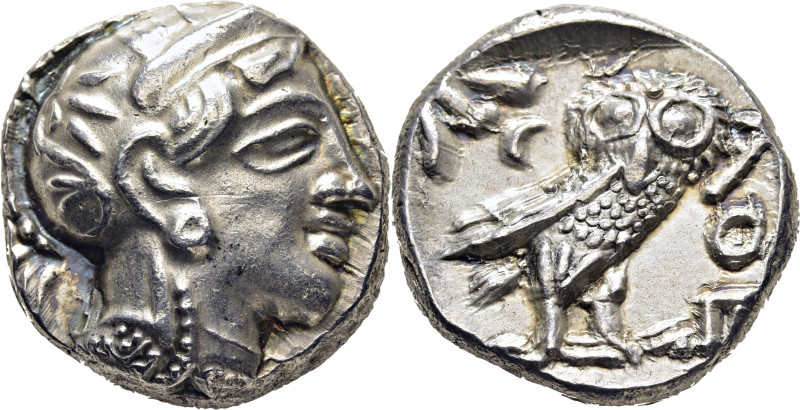 ATICA ATENAS. 480-407 aC. Tetradracma ático. Cabeza galeaga de Atenea. Lechuza A...