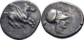 CORINTO. 400-338 aC. Estátera corintia. Pegaso volando a derecha. EBC-. Tono oscuro. Atractiva