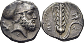 LUCANIA METAPONTO. 350-330 aC. Estátera italiota. Cabeza de Leukippos. Casi EBC-. Tono
