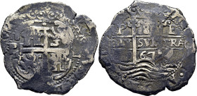 CARLOS II. Potosí. 8 reales. 1667. E. Visible CAR(OL)VS. Disco de buen tamaño