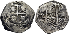 FELIPE V. Potosí. 8 reales. 1739. M. Dos fechas visibles. EBC-