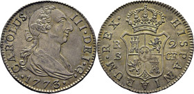 CARLOS III. Sevilla. 2 reales. 1773. CF. EBC+. Bello ejemplar
