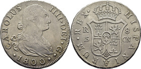 CARLOS IV. Sevilla. 8 reales. 1800. CN. Escasa