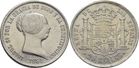 ISABEL II. Madrid. 20 reales. 1854. EBC
