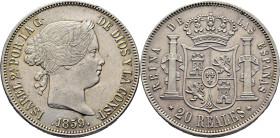 ISABEL II. Madrid. 20 reales. 1859. Casi EBC. Cierto atractivo