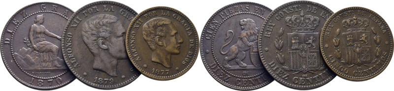 GOBIERNO PROVISIONAL. Barcelona. 10 céntimos. 1870. OM. ALFONSO XIII. 5 céntimos...