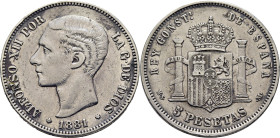 ALFONSO XII. Madrid. 5 pesetas. 1881*18-81. MSM