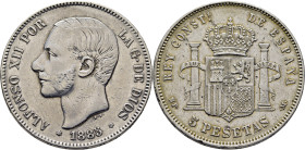 ALFONSO XII. Madrid. 5 pesetas. 1885*18-87. MPM