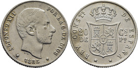 ALFONSO XII. Manila. 20 céntimos de peso. 1885