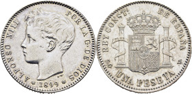 ALFONSO XIII. Madrid. 1 peseta. 1899*18-99. SGV. EBC+