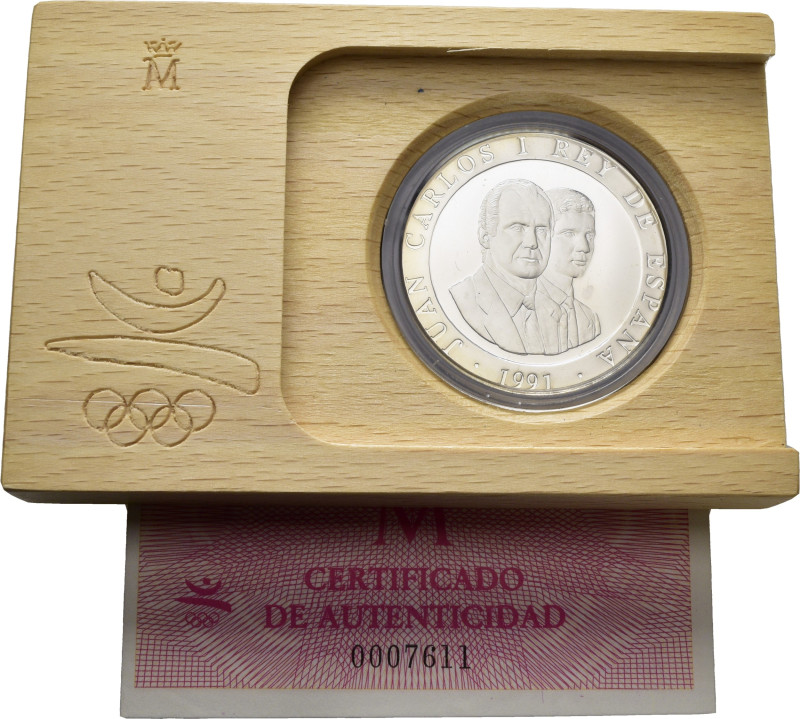XXV Olimpiada Barcelona ´92. 2.000 pesetas. 1991. Bolos. Con certificado y en su...