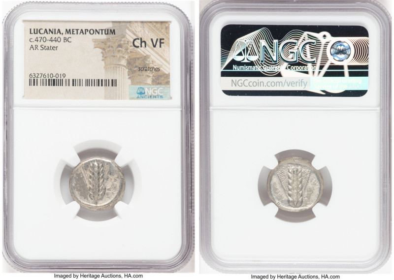 LUCANIA. Metapontum. Ca. 470-440 BC. AR stater (17mm, 12h). NGC Choice VF scratc...