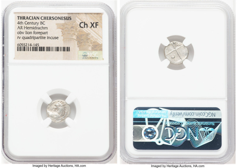 THRACE. Chersonesus. Ca. 4th century BC. AR hemidrachm (13mm). NGC Choice XF. Pe...