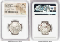 ATTICA. Athens. Ca. 440-404 BC. AR/AE fourrée tetradrachm (25mm, 15.49 gm, 2h). NGC MS 5/5 - 3/5, core visible. Ancient forgery of mid-mass coinage is...