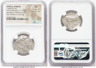 ATTICA. Athens. Ca. 440-404 BC. AR tetradrachm (25mm, 17.16 gm, 8h). NGC MS 4/5 - 4/5. Mid-mass coinage issue. Head of Athena right, wearing earring, ...