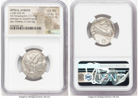ATTICA. Athens. Ca. 440-404 BC. AR tetradrachm (25mm, 17.17 gm, 8h). NGC Choice AU 4/5 - 4/5. Mid-mass coinage issue. Head of Athena right, wearing ea...