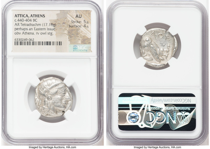 ATTICA. Athens. Ca. 440-404 BC. AR tetradrachm (23mm, 17.18 gm, 3h). NGC AU 5/5 ...