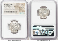 ATTICA. Athens. Ca. 440-404 BC. AR tetradrachm (23mm, 17.18 gm, 3h). NGC AU 5/5 - 4/5. Mid-mass coinage issue. Head of Athena right, wearing earring, ...