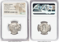 ATTICA. Athens. Ca. 440-404 BC. AR tetradrachm (24mm, 17.14 gm, 11h). NGC Choice XF 4/5 - 4/5. Mid-mass coinage issue. Head of Athena right, wearing e...