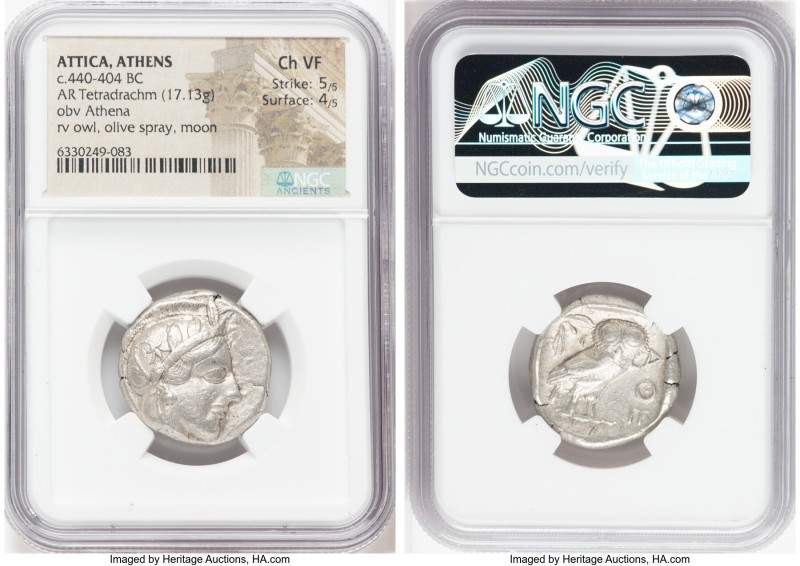 ATTICA. Athens. Ca. 440-404 BC. AR tetradrachm (24mm, 17.13 gm, 12h). NGC Choice...