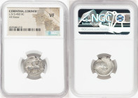CORINTHIA. Corinth. Ca. 515-450 BC. AR stater (19mm, 11h). NGC VF. Pegasus with curled wing flying right, ? below / Head of Athena right wearing uncre...