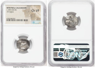 BITHYNIA. Calchedon. Ca. 4th century BC. AR siglos (17mm). NGC Choice VF. Persic standard. KAΛX, bull standing left on grain ear pointing right / Quad...