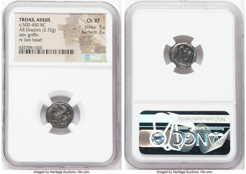 TROAS. Assus. Ca. 500-450 BC. AR drachm (14mm, 3.72 gm, 7h). NGC Choice XF 5/5 -...