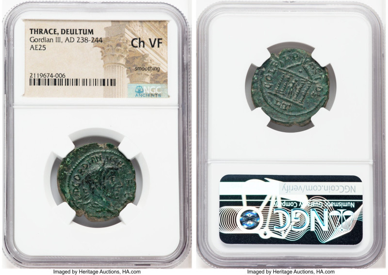 THRACE. Deultum. Gordian III (AD 238-244). AE (25mm, 7h). NGC Choice VF, smoothi...