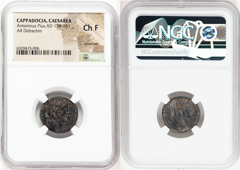 CAPPADOCIA. Caesarea. Antoninus Pius (AD 138-161). AR didrachm (19mm, 11h). NGC ...